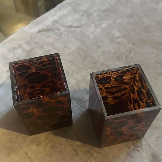Christian Dior Two 1980s Mid-Century Modern Faux Leopard Lucite Containers Signed Dior Home For Sale - Image 4 of 9