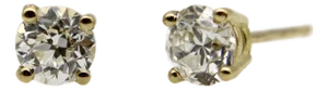 1990s 18k Gold 0.90 Carat Old European Cut Diamond Stud Earrings, A Pair