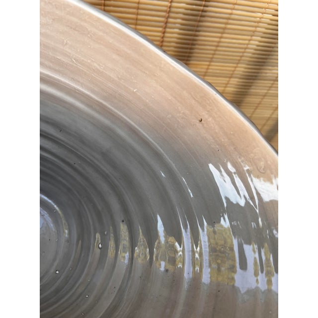 Stone Gray Large Early 21st Century Textured Ceramic Bowl/Centerpiece by Abigails Italy. For Sale - Image 8 of 13