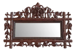 Hand Carved Black Forest Wall-Mounted Mirror, 1906