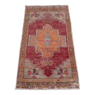 Hand Knotted Door Mat, Entryway Rug, Bath Mat, Kitchen Decor, Small Rug, Turkish Rug - 1′8″ × 3′2″ For Sale