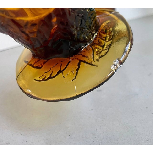 Glass Vintage 1970s Tiara Glass Amber Sunday Ice Cream Footed Cups – Set of 4 For Sale - Image 7 of 8