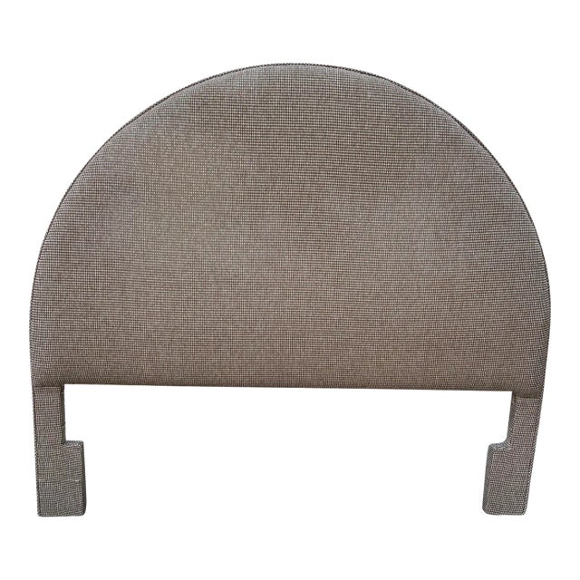 English Traditional Custom Upholstered Queen Headboard, Tan For Sale