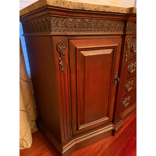 Wood Late 20th Century Bernhardt Embassy Row Buffet Sideboard Credenza With Marble Top For Sale - Image 7 of 8