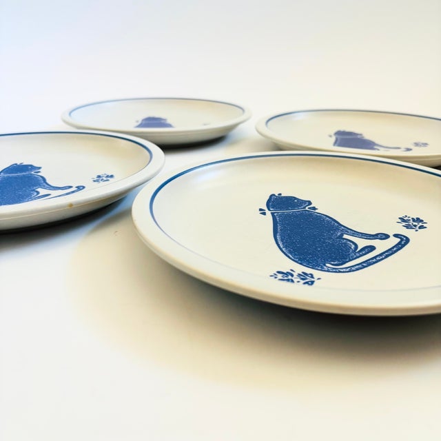 Pfaltzgraff Yorktowne Stoneware Cat Salad or Dessert Plates - Set of 4 For Sale - Image 9 of 12