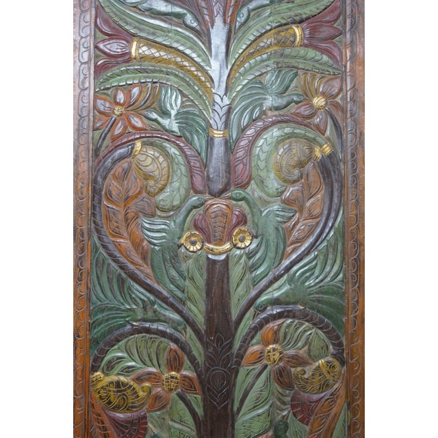 Hand-Painted Tree of Life Wall Panel With Colorful Birds Nature-Inspired Decor 84x36 For Sale In Orlando - Image 6 of 8