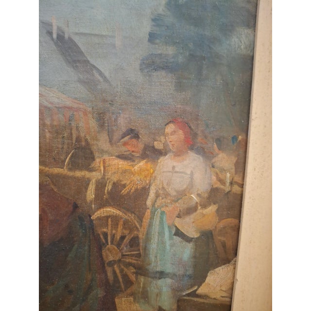 Impressionist Lajos Szanto (1889-1965) "Market Scene" Original Oil Painting C.1930s For Sale - Image 3 of 12