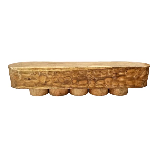Vintage Tribal Modern Katanga Wood Dimple Bench For Sale