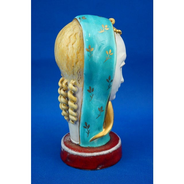 Majolica Ceramic Bust Sculpture of Madonna by Eugenio Pattarino, Italy, 1920s-1940s For Sale - Image 3 of 18