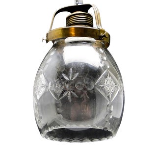 Art Deco Crystal Pendant Lamp, Poland, 1950s For Sale
