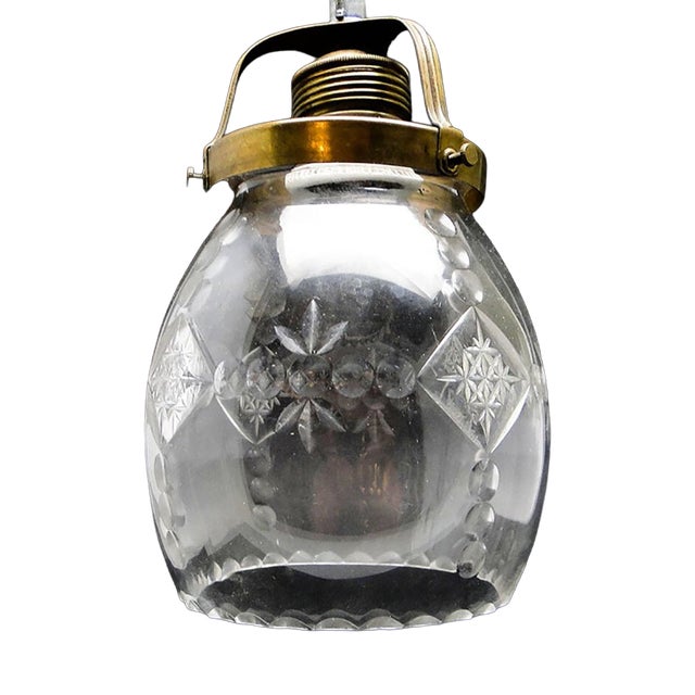 Art Deco Crystal Pendant Lamp, Poland, 1950s For Sale