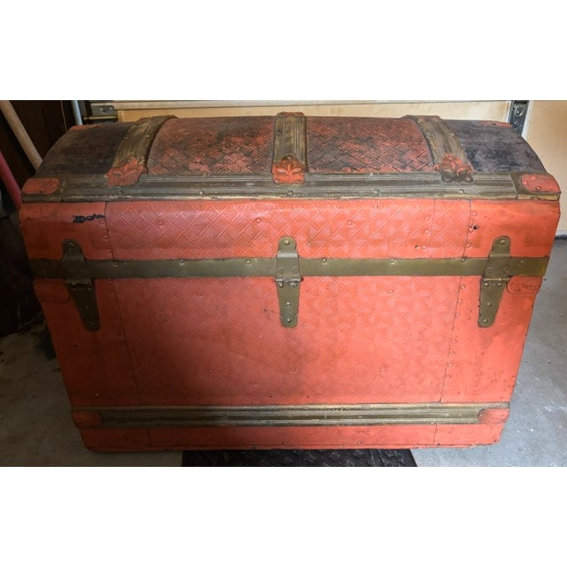 Late 19th Century PCW-Victorian High End Dome Top Bridal Steamer Trunk W/Historical Extra! For Sale - Image 4 of 18