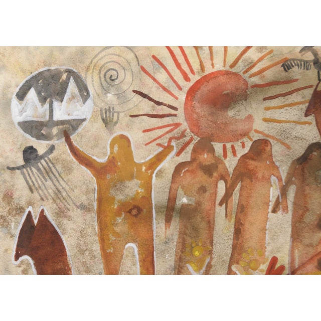 Late 20th Century Charles Stewart Pictographs and Symbols Rain Dance Taos Society of Artists Taos New Mexico Late 20th Century For Sale - Image 5 of 8