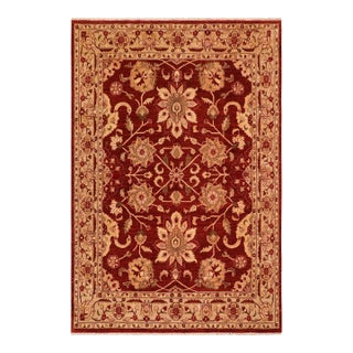 Boho Chic Ziegler Red Tan Hand-Knotted Wool Rug - 8'0'' X 9'9'' For Sale