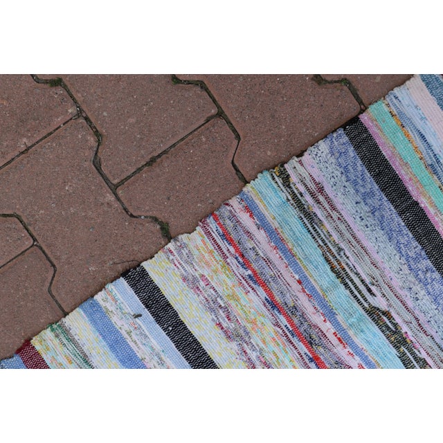 1980s 1980s Hand-Knotted Kilim With Stripe Patterns For Sale - Image 5 of 10