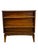 A mid-century modern entable featuring two spacious drawers with sculpted integrated handles and clean architectural...