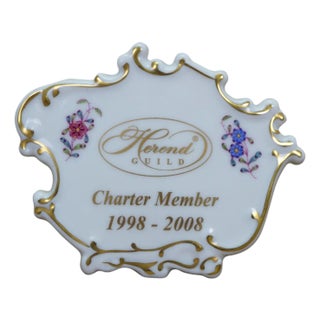 Rare Herend Guild Charter Member Commemorative Porcelain Display Plaque 1998-08' For Sale