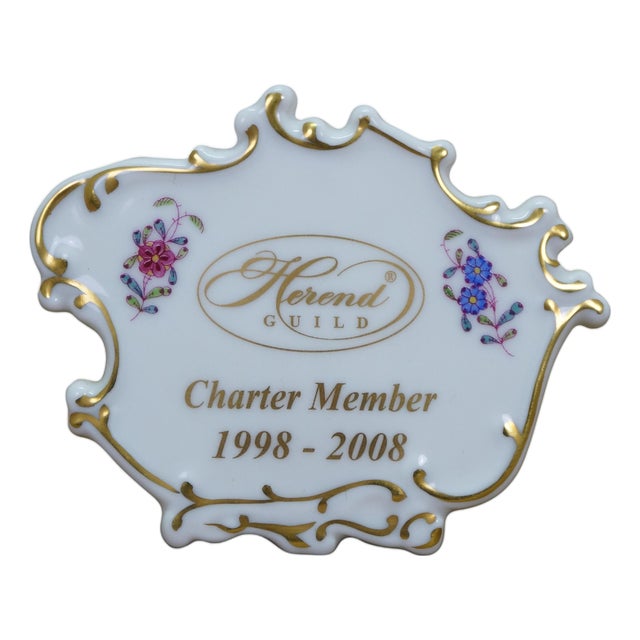 Rare Herend Guild Charter Member Commemorative Porcelain Display Plaque 1998-08' For Sale