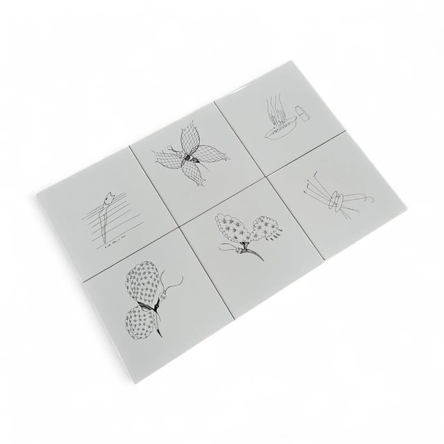 Centro Lettere Ceramic Tiles by Gio Ponti for Ceramica Bardelli, 1990s, Set of 6 For Sale - Image 9 of 10