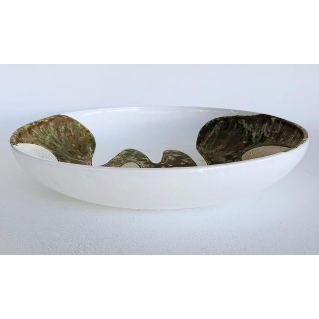 Abstract Late 20th Century Large Modernist Wavy Abstract Ceramic Centerpiece Bowl For Sale - Image 3 of 6
