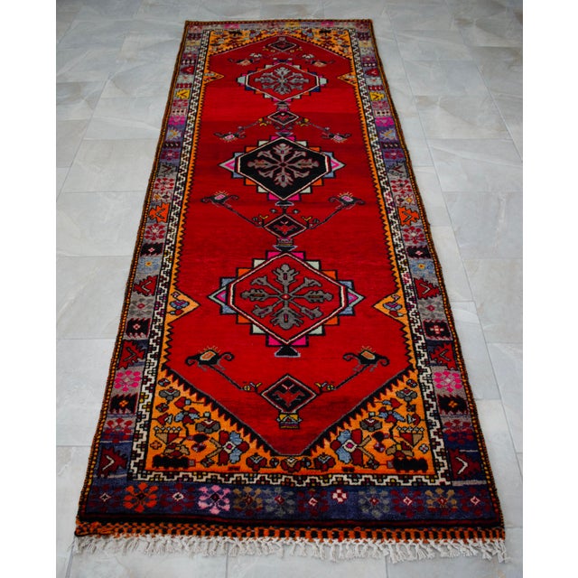 1950s Hand Knotted Turkish Rug for Hallway, Runner Rug, Bed Side Accent, Kitchen Rug - 3′8″ X 10′5″ For Sale - Image 9 of 17