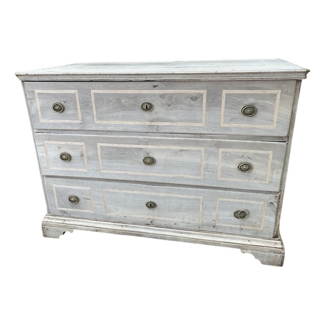 18th Century Italian Bleached Walnut Chest of Drawers with Inlay For Sale