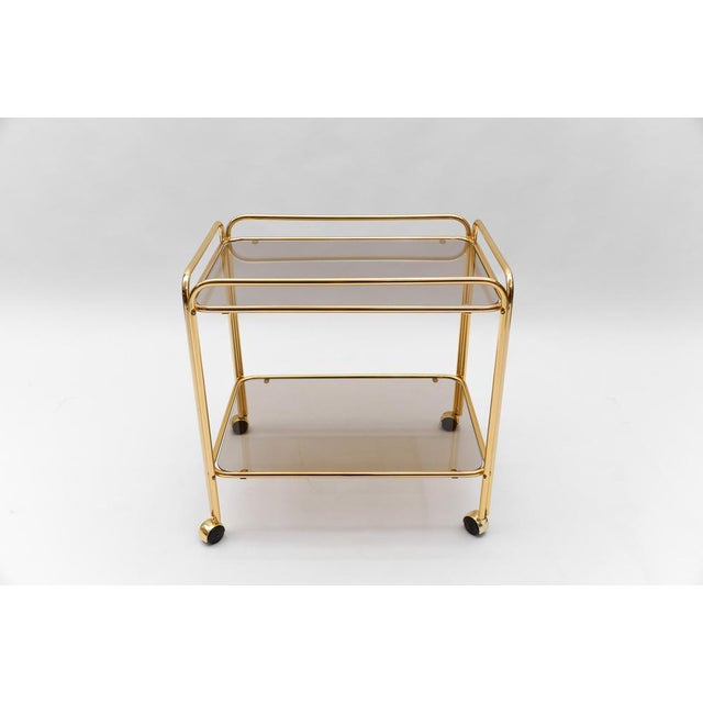 Gold Mid-Century Modern Brass Bar Cart, France, 1960s For Sale - Image 8 of 14