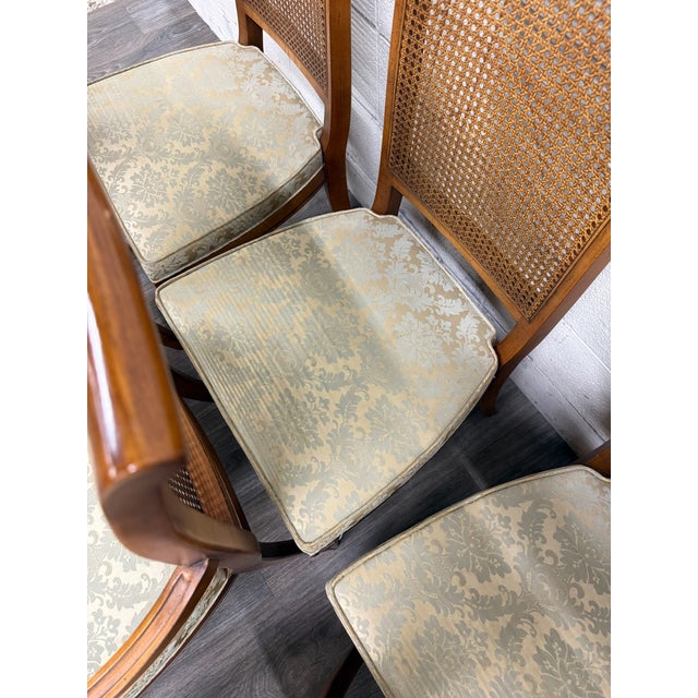 Wood Vintage Ranck Furniture Solid Cherry Caned Back Dining Chairs - Set of 6 For Sale - Image 7 of 18
