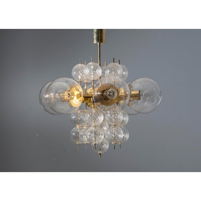 1960s Glass and Brass Chandelier from Jaroslav Bejvl, Former Czechoslovakia, 1970s For Sale - Image 5 of 12