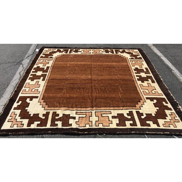 An Awesome Primitive,decorative, Vintage Design Magnolia Rug For Sale - Image 4 of 13