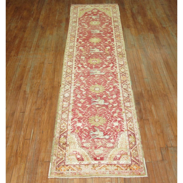 Late 20th Century Red Turkish Animal Pictorial DecorativeRunner For Sale In New York - Image 6 of 6