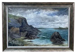 L Horna, A Beachfront in the Côtes d'Armor, 1920s, Oil on Canvas, Framed