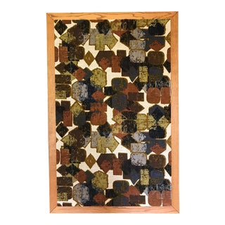 Large Vintage 1970s Geometric Batik Silk Screen Wall Hanging For Sale