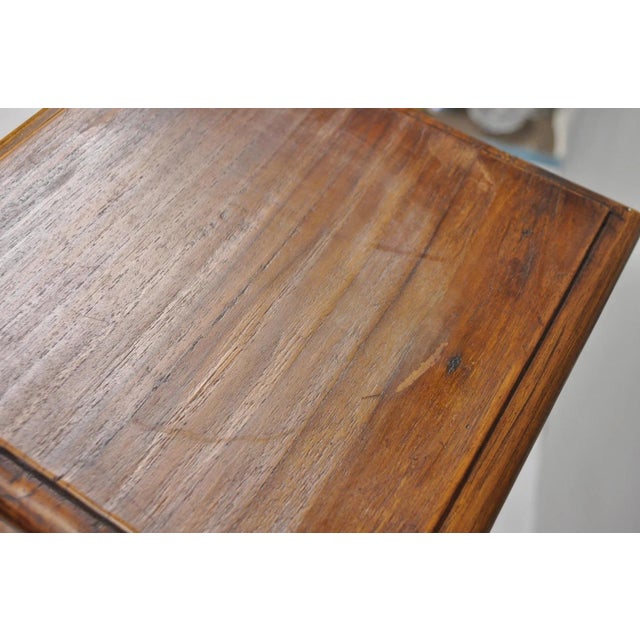 Vintage French Art Nouveau Style Carved Teak Pedestal Plant Stand Side Table For Sale - Image 13 of 18