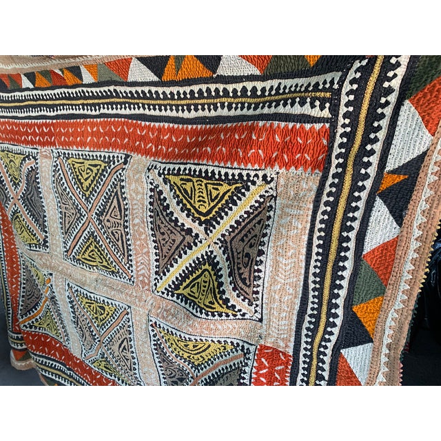 Mid 20th Century Vintage Indian Geometric Patchwork Textile Art – Large Tribal Style Quilt / Tapestry For Sale - Image 5 of 7