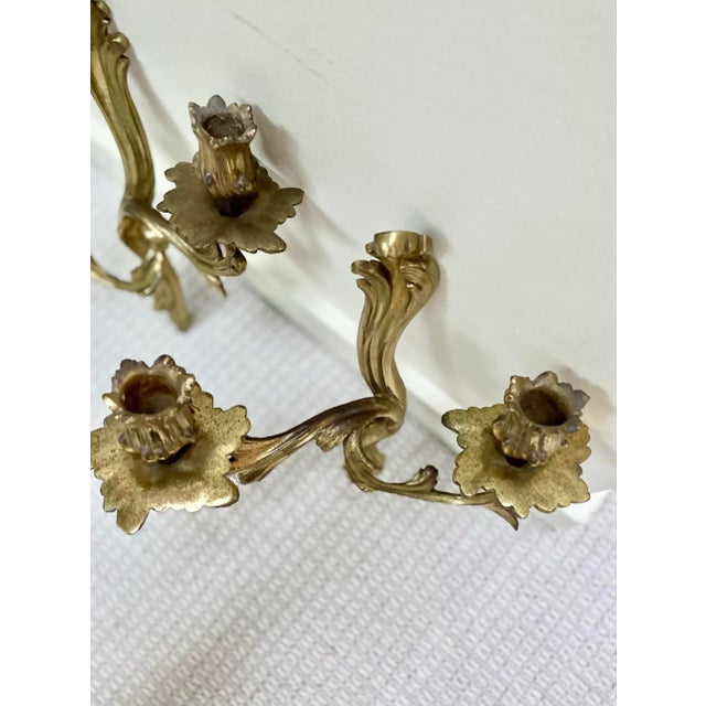 Pair of Louis XV Rococo Style Gilded Candle Sconces For Sale In Salt Lake City - Image 6 of 9