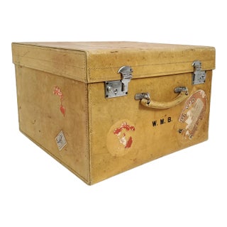 Antique Vellum Steamer Travel Storage Trunk With Provenance For Sale