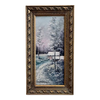 Mid 20th Century Joseph Collazzi (Italian, 1914–1989) | Signed Winter Landscape | Oil on Board | Gilt Frame For Sale