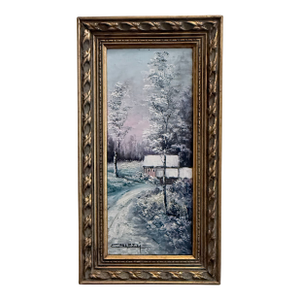 Mid 20th Century Joseph Collazzi (Italian, 1914–1989) | Signed Winter Landscape | Oil on Board | Gilt Frame