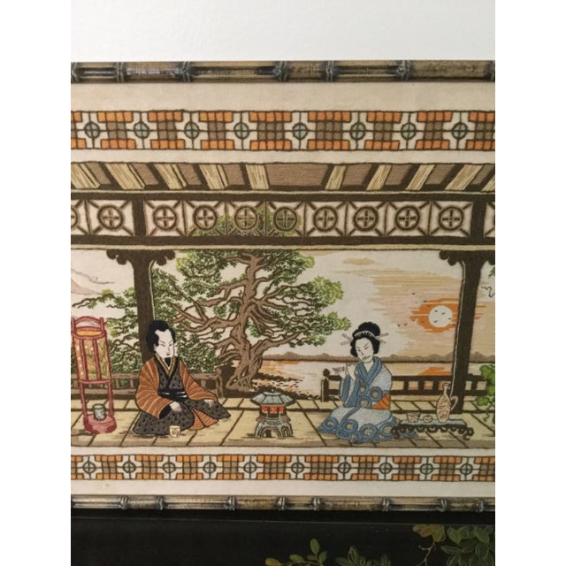 Asian Vintage 1980s Embroidered Asian Portrait For Sale - Image 3 of 8