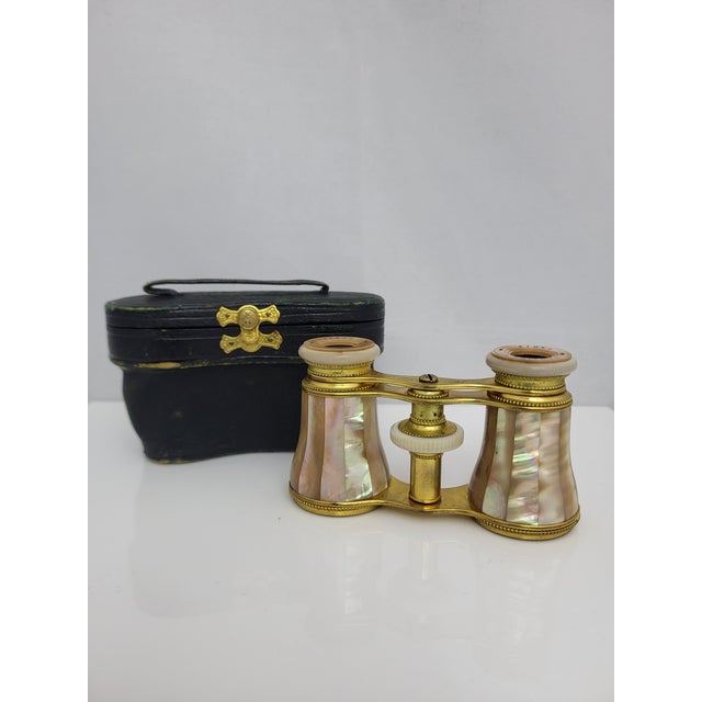 Antique Lemaire Fi Paris Mother of Pearl Inlay Opera Glasses Binoculars & Case For Sale - Image 13 of 13