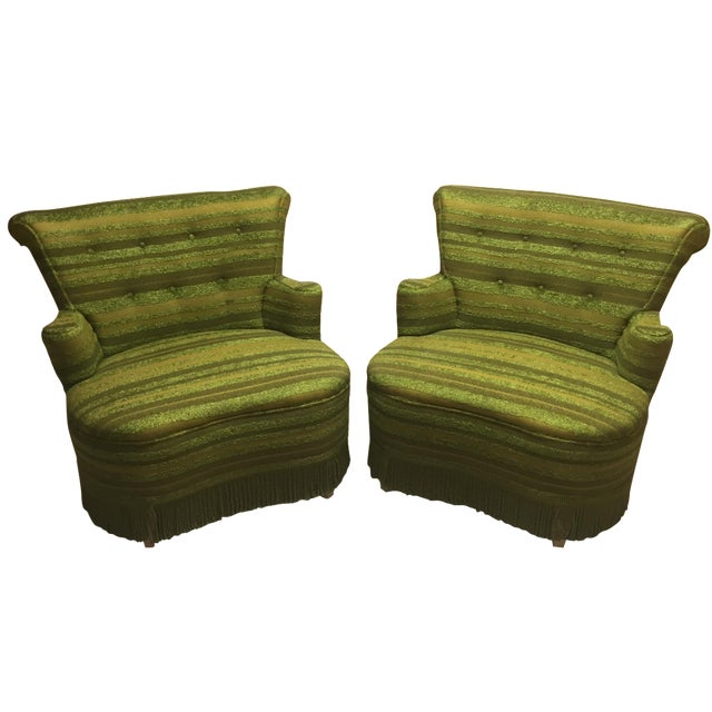 MidCentury Modern Plaid Chairs A Pair Chairish