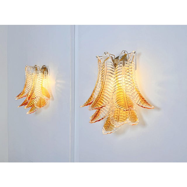 Italian Amber Murano Glass Felci Wall Sconces, 1990s, Set of 2 For Sale - Image 10 of 16