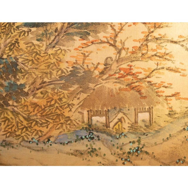 1970s Shōwa Era Japanese Byobu Screen, "At the Bank" For Sale In Dallas - Image 6 of 17