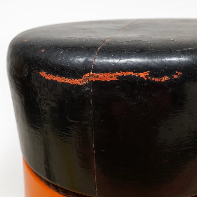 Mid 20th Century Vintage Orange & Black Fishing Buoy — 1940s–60s Wood-Fiber Maritime Float For Sale - Image 5 of 6