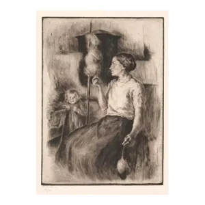 1920s Oszkár Glatz Thread Spinner Etching