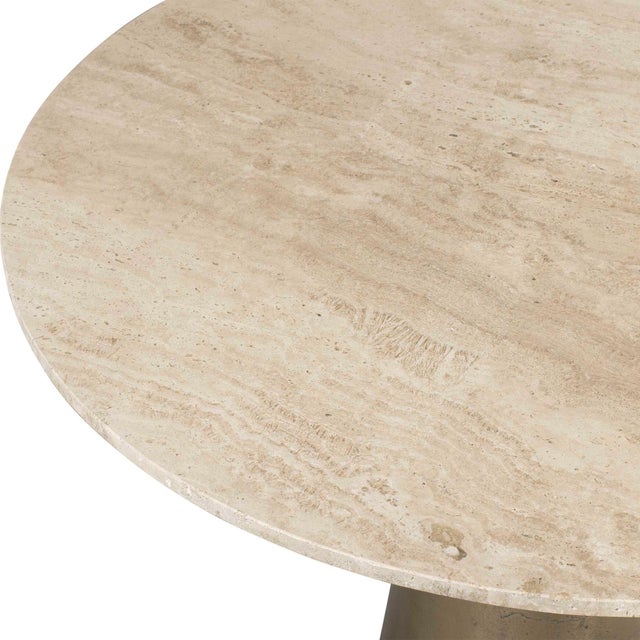 Built From Cast Aluminum In An Antique Brass Finish And A Complimentary Travertine Top. Refined And Functional This Bistro...