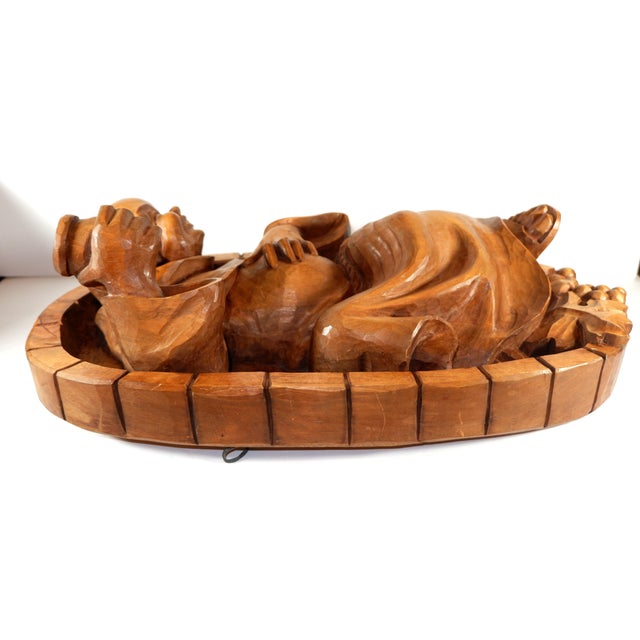 Chestnut Vintage German Wood Carving Monk With Wine Glass For Sale - Image 8 of 10