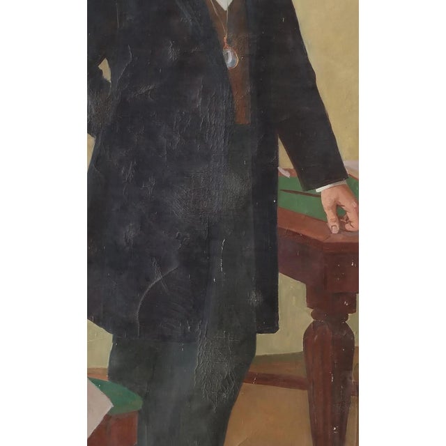 Karl Marx Portrait, Antique Oil Painting, Socialist Realism 198-124 For Sale - Image 6 of 6