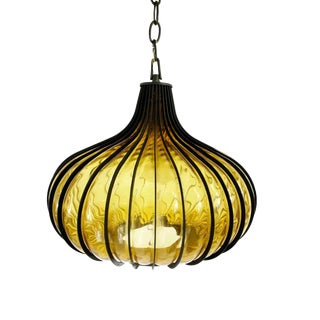 1960s Mid-Century Modern Lightcraft Onion Pendant Hanging Light For Sale
